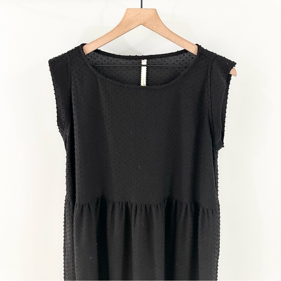 Uncle Frank Short Sleeve Swiss Dot Midi Dress Black Size Small - Picture 2 of 5